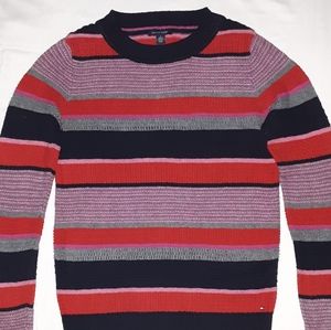 Tommy Hilfiger Red Mauve Striped Sweater Medium